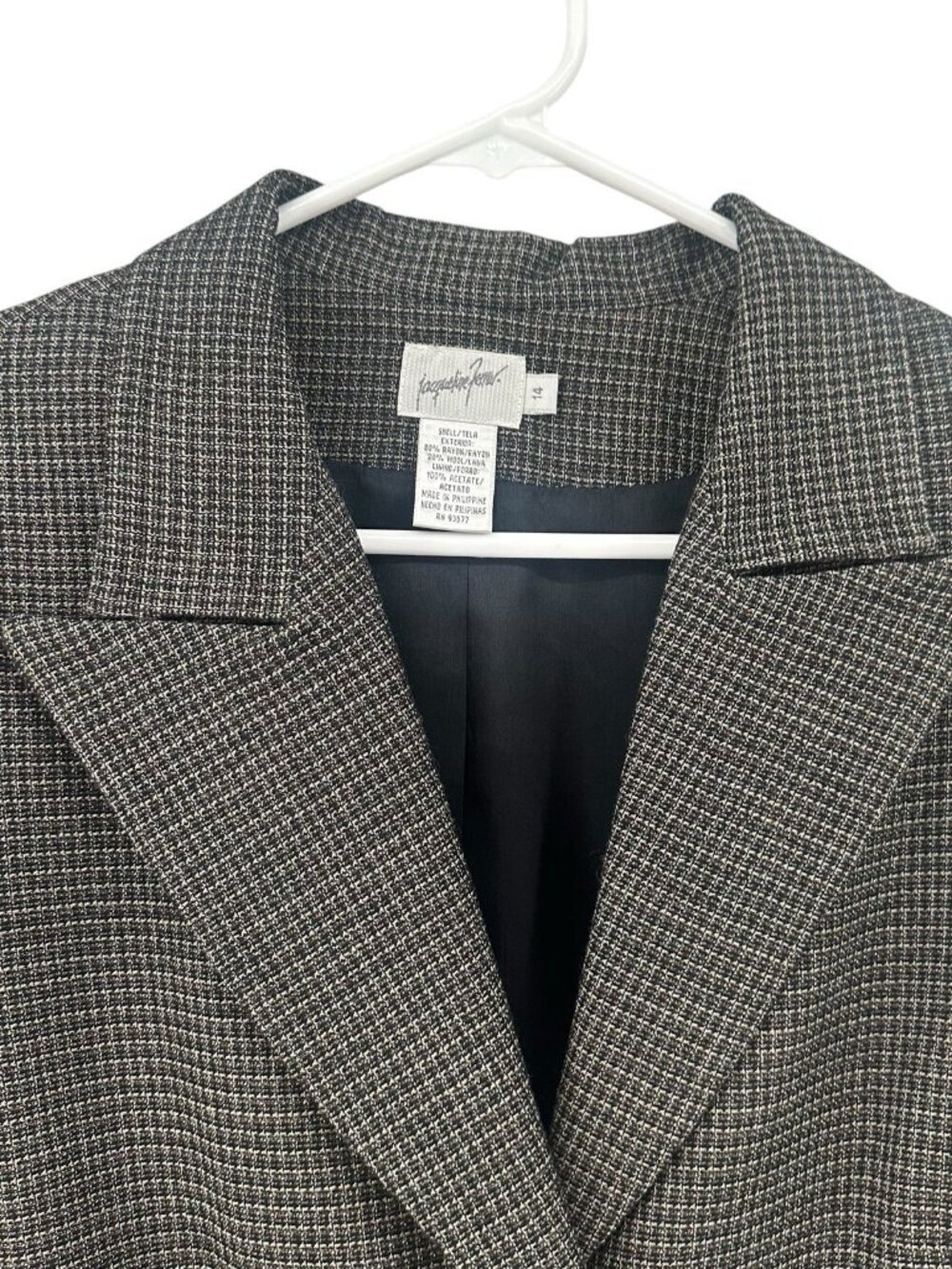 Vtg Women’s Jacqueline Ferrar Blazer Jacket Lined Plaid Sz 14 Career Office - Picture 2 of 15